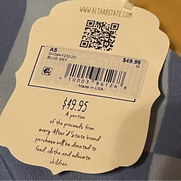 NWT Altar’d State blue-toned diamond checkered mini skirt - Picture 5 of 6